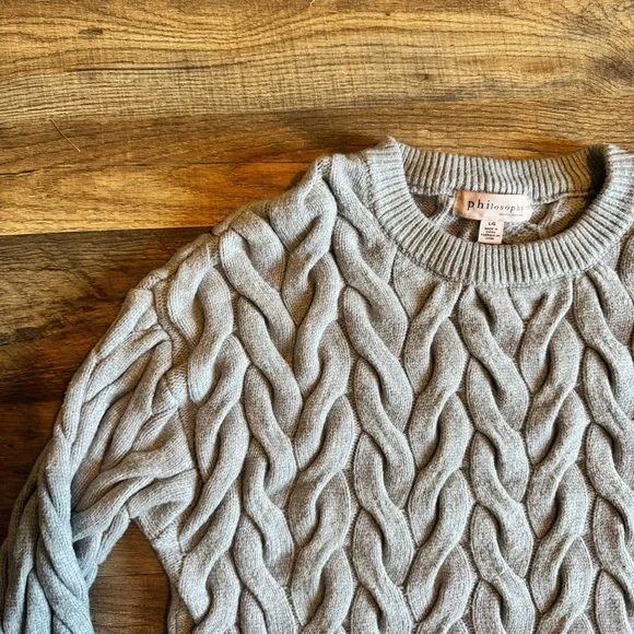 Philosophy Snow Globe | Cable Knit Sweater | Cottagecore Academia Normcore | - Picture 2 of 14